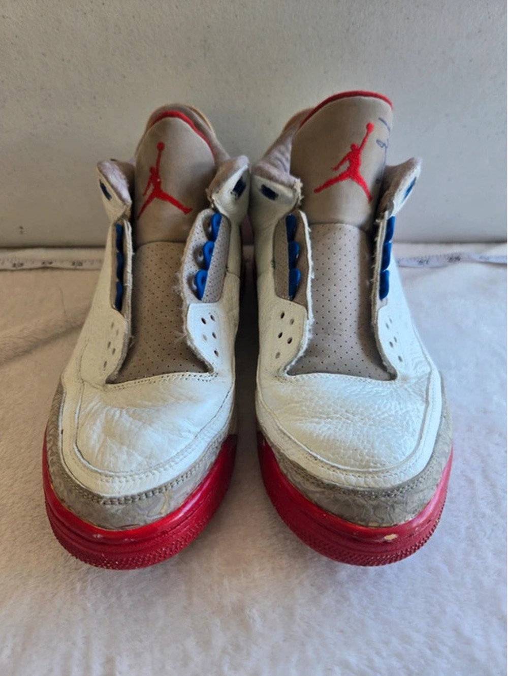 Nike Air Jordan 3 International Flight 2018 White/Red/Blue Men’s Size 9 No Laces